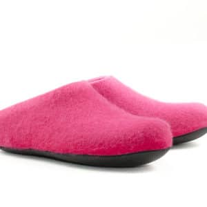 Felt slippers with rubber sole, low heel-0