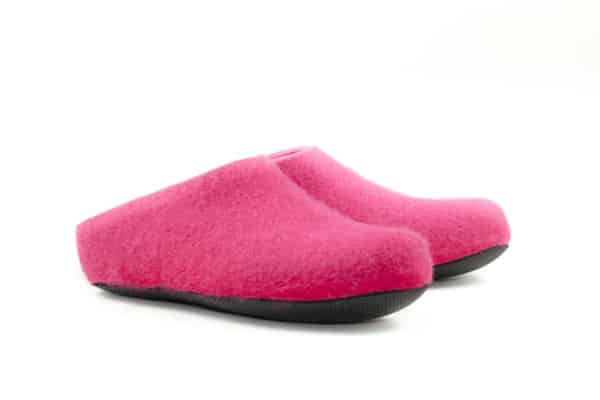 Felt slippers with rubber sole, low heel-0