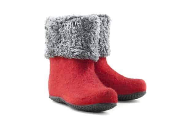 Short felt boots red