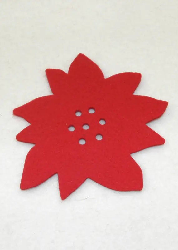 Red poinsettia coaster – 100% wool felt.