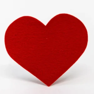 Red heart-shaped coaster – 100% wool felt.