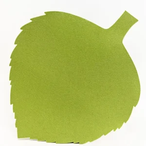 Apple green leaf-shaped wool felt placemat, approx. 44 × 57 cm.