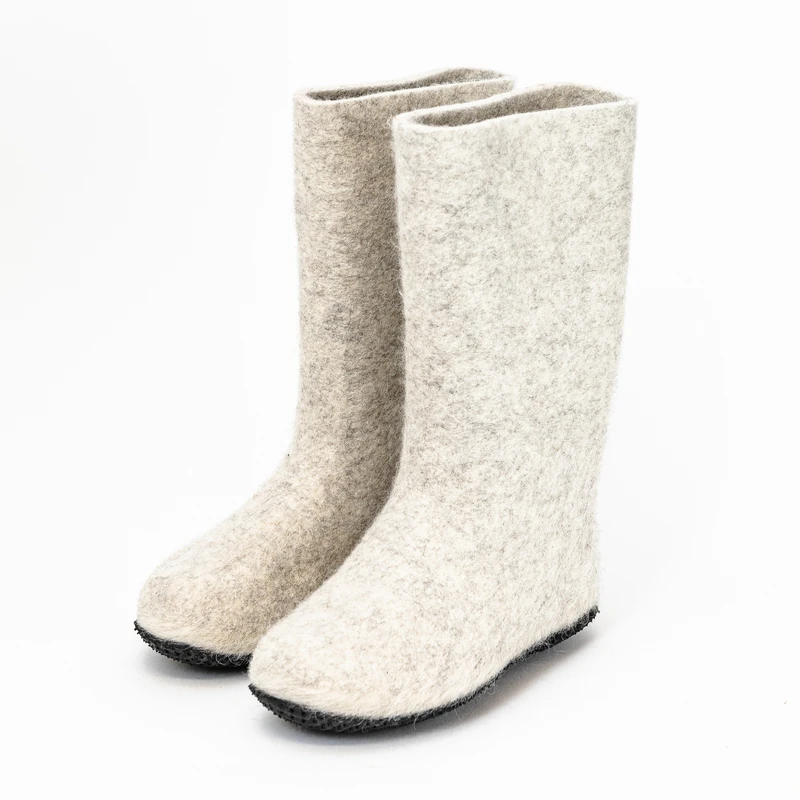 grey felt boots wool felt with rubber sole