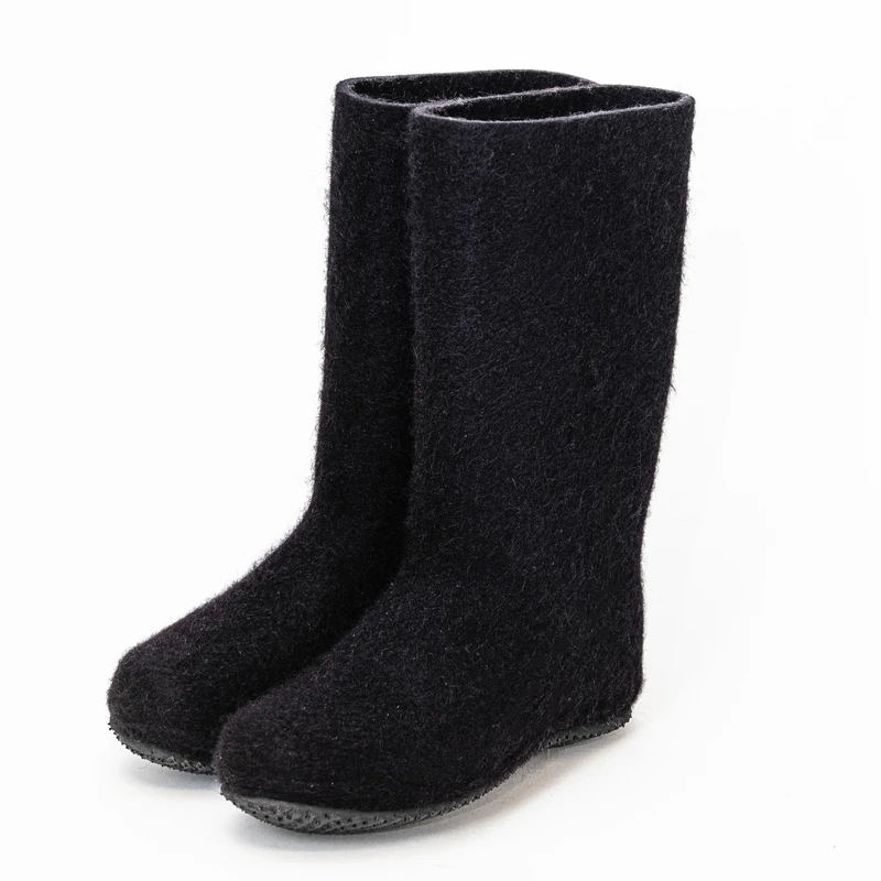 black felt boots wool felt rubber sole